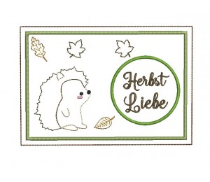 ITH Stickdatei - Mug Rug Herbstliebe Igelchen